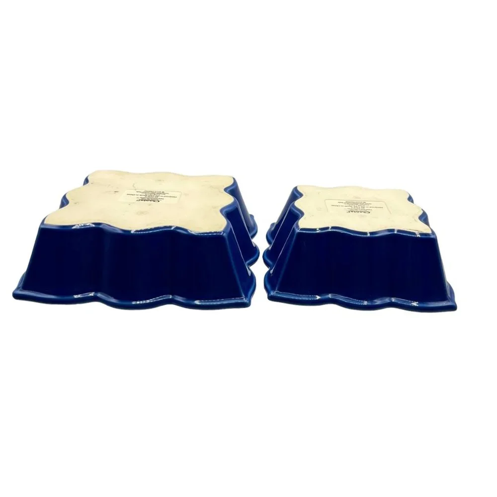 Chantal Talavera Square Baking Dish Collection Blue 2006 Pottery Scalloped Edge